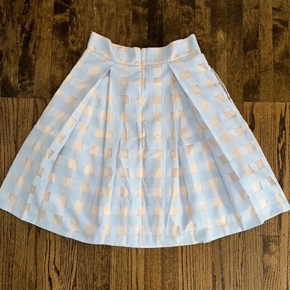 Eliza J Pleated Checked Circle Skirt